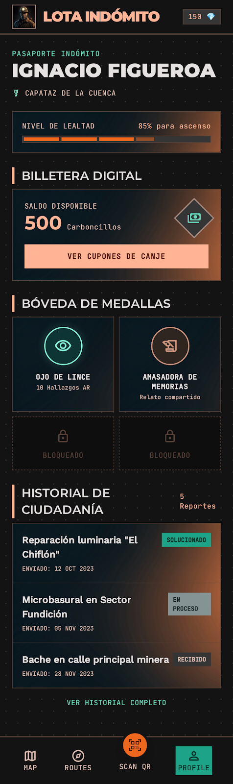 Pasaporte Indómito — perfil del jugador